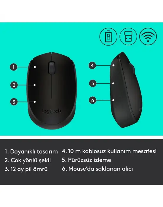 Logitech M171 910-004424 Optik Kablosuz Mouse Siyah