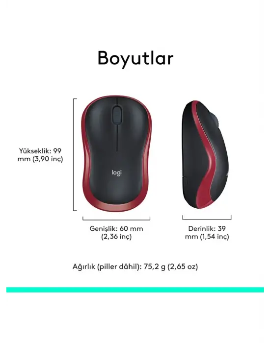 LOGITECH M185 KIRMIZI 910-002235 WİRELESS OPTİK MOUSE