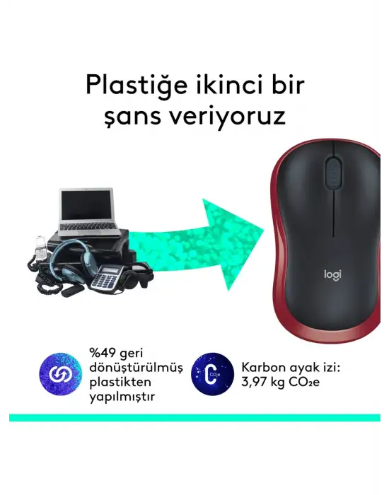 LOGITECH M185 KIRMIZI 910-002235 WİRELESS OPTİK MOUSE