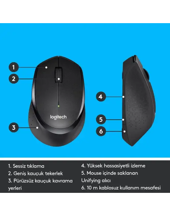 Logitech M330 Kablosuz Sessiz Mouse Siyah 910-004909