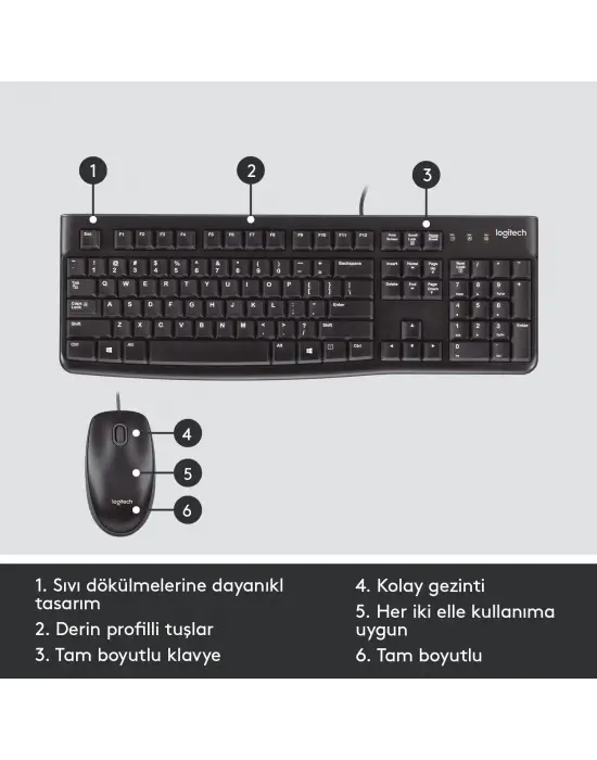 Logitech MK120 920-002560 Kablolu Klavye Mouse Set