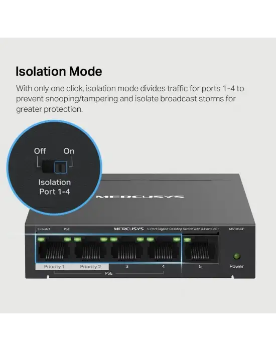 MERCUSYS MS105GP 5 PORT 10/100/1000 POE SWITCH