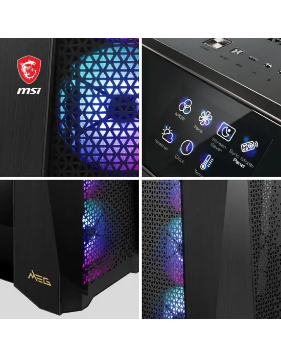 MSI MEG PROSPECT 700R Temperli Cam 4 x140mm A-RGB Dokunmatik IPS Panel E-ATX Gaming Bilgisayar Kasası