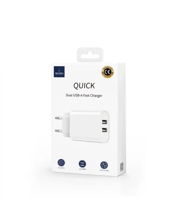WİWU Wİ-U003 QUİCK 2.1A ÇİFT USB ÇIKIŞLI HIZLI ŞARJ BAŞLIĞI ADAPTÖRÜ