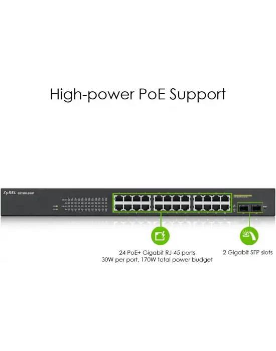 ZYXEL GS1900-24HP POE MANAGEABLE SWITCH