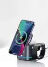 WİWU Wİ-W024 RUBİK KÜP AMBİYANS IŞIKLI TELEFON&AKILLI SAAT&KULAKLIK İÇİN 15W 3İN1 KABLOSUZ ŞARJ STANDI