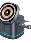 WİWU Wİ-W024 RUBİK KÜP AMBİYANS IŞIKLI TELEFON&AKILLI SAAT&KULAKLIK İÇİN 15W 3İN1 KABLOSUZ ŞARJ STANDI