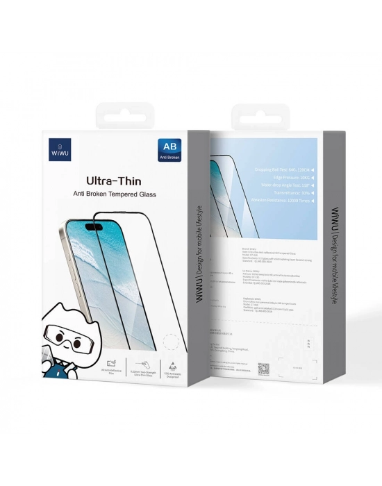 APPLE İPHONE 16 PRO WİWU GT-010 ANTİ-REFLECTİVE POLİMER OLEOFOBİK KAPLAMA ULTRA İNCE TEMPERLİ CAM EKRAN KORUYUCU