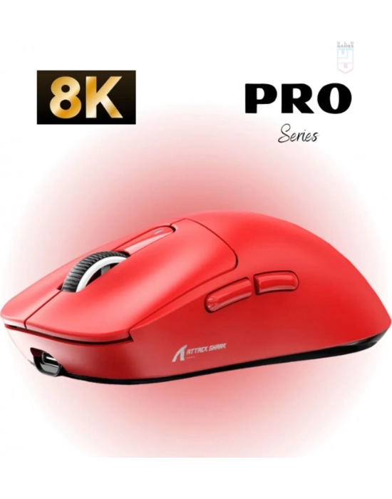 ATTACK SHARK X3 PRO KIRMIZI ŞARJLI MAKROLU ERGONOMİK OPTİK KABLOSUZ OYUNCU MOUSE