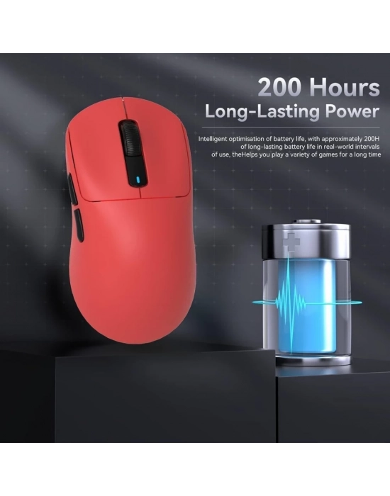 ATTACK SHARK X3 PRO KIRMIZI ŞARJLI MAKROLU ERGONOMİK OPTİK KABLOSUZ OYUNCU MOUSE