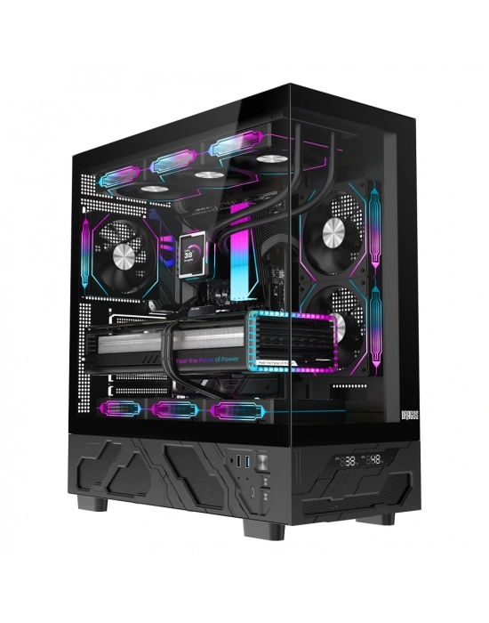 Dragos Basalt Pro V2 Siyah Temperature 6x ARGB Fan 600w 80+ mATX Bilgisayar Kasası