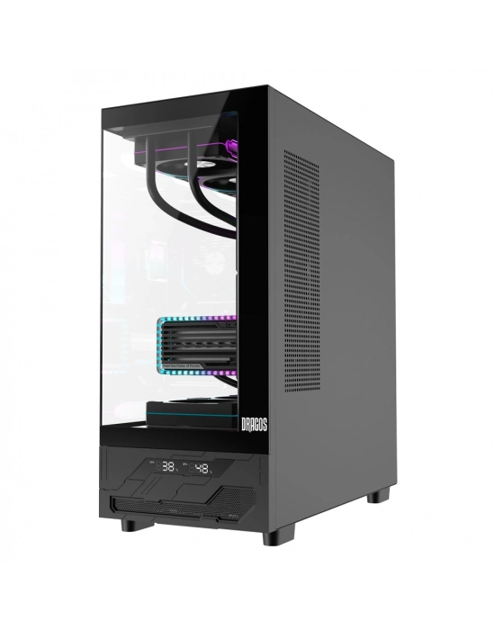 Dragos Basalt Pro V2 Siyah Temperature 6x ARGB Fan 600w 80+ mATX Bilgisayar Kasası