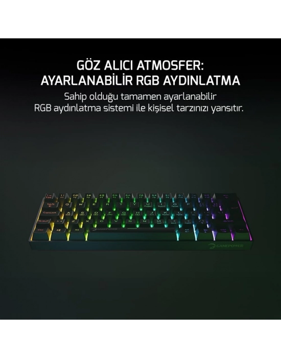 GAMEPOWER LYRA 60M RGB TKL RED SWİTCH KABLOLU MEKANİK OYUNCU KLAVYESİ