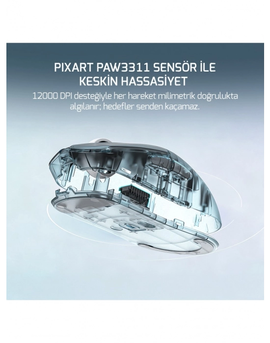 GAMEPOWER RADUS SİYAH ŞARJLI MAKROLU ERGONOMİK OPTİK KABLOLU/KABLOSUZ OYUNCU MOUSE