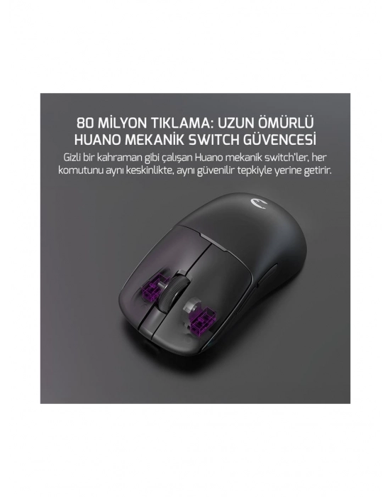 GAMEPOWER RADUS SİYAH ŞARJLI MAKROLU ERGONOMİK OPTİK KABLOLU/KABLOSUZ OYUNCU MOUSE