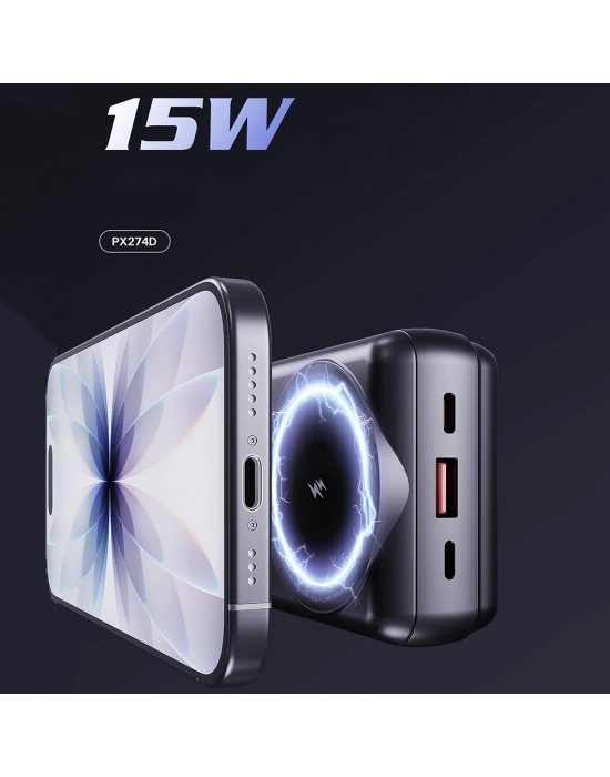 LENYES PX274D PD 22.5W STANDLI M-SAFE ŞARJ ÖZELLİKLİ WİRELESS POWERBANK 15W 20000MAH