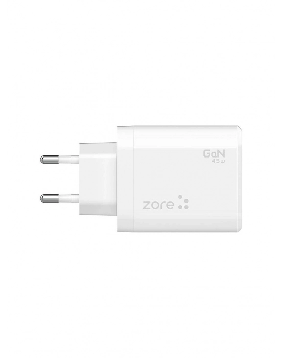 ZORE ALWAYS-02 GAN TECH TYPE-C PD4.0 USB-A QC3.0 HIZLI ŞARJ ÖZELLİKLİ SEYAHAT ŞARJ BAŞLIĞI 45W