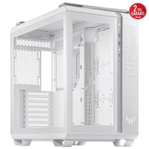 Asus Tuf Gaming GT502 Plus Beyaz Panoramik Temperli Cam Mid Tower ATX Bilgisayar Kasası