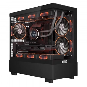 Dragos Basalt Pro 6X ARGB Fan 600W 80+ mATX Panoramik Temperli Cam Gaming Siyah Bilgisayar Kasası