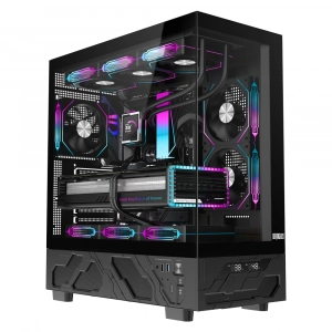 Dragos Basalt Pro V2 Siyah Temperature 6x ARGB Fan 600w 80+ mATX Bilgisayar Kasası