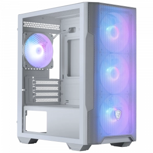 MSI MAG Forge M100R Beyaz Temperli Cam 4x120mm ARGB Fan mATX Gaming Kasa