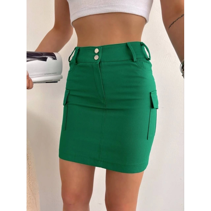 Körüklü cep etek yeşil s24904