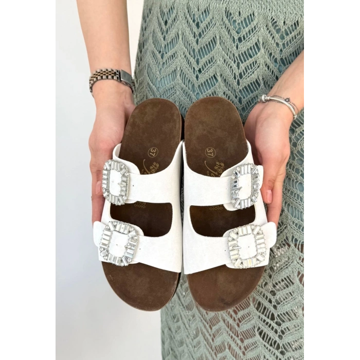 Nool Beyaz Nubuk Terlik