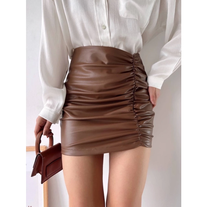 Önden büzgülü etek taba h24210