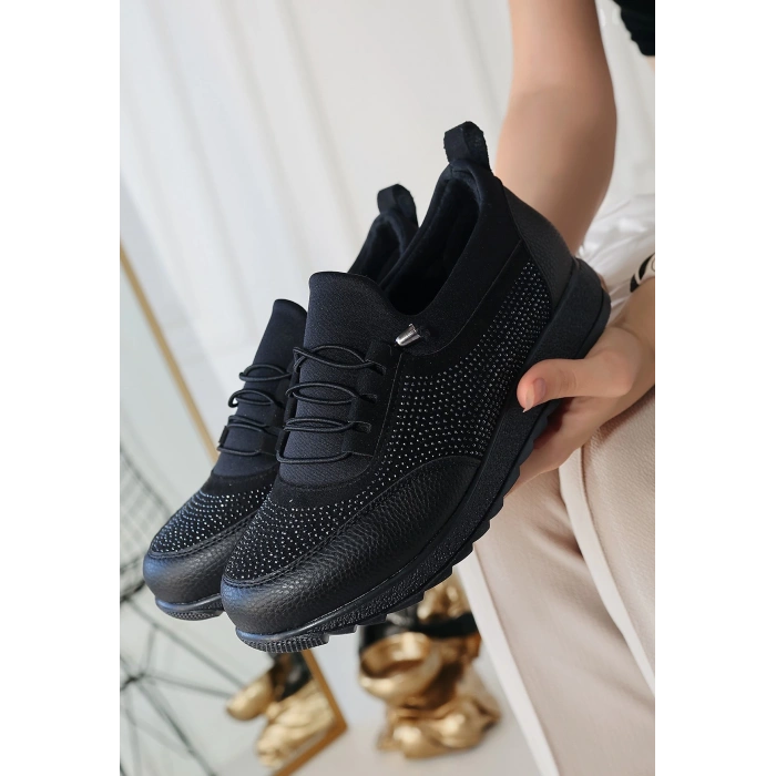 Plani Siyah Cilt Babet Ayakkabı