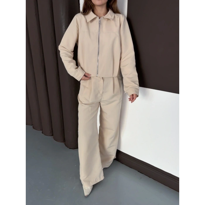 Trenç takım alt üst bej ons