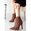 Blan Leopar Saten Topuklu Bot