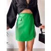 Cep detaylı oval kapaklı deri etek yeşil h240048