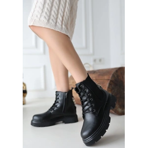 Harte Siyah Cilt Bağcıklı Bot