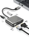 4’ü 1 Arada Type-C to Hub Dönüştürücü Adaptör – 4K Ultra HD HDMI & VGA Görüntü Aktarımı, PD Hızlı Şarj Destekli, USB Çoklayıcı