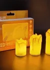Corcoz® 3’lü Pilli Dekoratif LED Mum Işıkları – Gerçek Alev Efektli