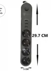 Corcoz® 4lü Siyah Anahtarlı 3 USB Li Akım Korumalı Topraklı Çocuk Korumalı Grup Priz 2 Metre