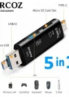 Corcoz 5i 1 Arada Çok İşlevli USB 3.0 Tip C/USB/Mikro USB/TF/SD Hafıza Kartı Okuyucu OTG Kart Okuyucu - CZ53