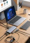 Corcoz® 8in1 Type-C Çoklayıcı Hub HDMI 4K USB 3.0 SD TF Kart RJ45 Ethernet Dönüştürücü Adaptör