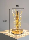 Corcoz® Açık Silindirik Kristal Altın Toz Model LED Masa Lambası – Gold Tabanlı, Dokunmatik, 3 Renk Işık Modlu, Şarjlı Modern Dekoratif Gece Lambası