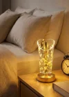 Corcoz® Açık Silindirik Kristal Altın Toz Model LED Masa Lambası – Gold Tabanlı, Dokunmatik, 3 Renk Işık Modlu, Şarjlı Modern Dekoratif Gece Lambası