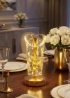 Corcoz® Açık Silindirik Kristal Altın Toz Model LED Masa Lambası – Gold Tabanlı, Dokunmatik, 3 Renk Işık Modlu, Şarjlı Modern Dekoratif Gece Lambası