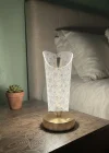Corcoz® Açık Silindirik Kristal Damla Model LED Masa Lambası – Gold Tabanlı, Dokunmatik, 3 Renk Işık Modlu, Şarjlı Modern Dekoratif Gece Lambası