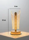 Corcoz® Açık Silindirik Kristal Damla Model LED Masa Lambası – Gold Tabanlı, Dokunmatik, 3 Renk Işık Modlu, Şarjlı Modern Dekoratif Gece Lambası