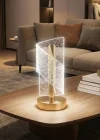 Corcoz® Çapraz Kavisli Kristal Simli LED Masa Lambası – Gold Gövdeli, Dokunmatik, 3 Kademe Işık Ayarlı Şarjlı Dekoratif Lamba