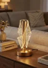 Corcoz® Çapraz Kavisli Ters Kristal Simli LED Masa Lambası – Gold Gövdeli, Dokunmatik, 3 Kademe Işık Ayarlı Şarjlı Dekoratif Lamba