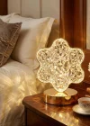Corcoz® Çiçek Model Kristal LED Masa Lambası – Dokunmatik, 3 Renk Işık Modlu, Şarjlı Mini Dekoratif Gece Lambası