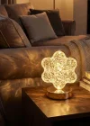 Corcoz® Çiçek Model Kristal LED Masa Lambası – Dokunmatik, 3 Renk Işık Modlu, Şarjlı Mini Dekoratif Gece Lambası
