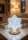 Corcoz® Çiçek Model Kristal LED Masa Lambası – Dokunmatik, 3 Renk Işık Modlu, Şarjlı Mini Dekoratif Gece Lambası