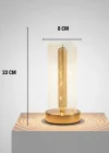 Corcoz® Dalgalı Silindirik Kristal Çizgili Model LED Masa Lambası – Gold Tabanlı, Dokunmatik, 3 Renk Işık Modlu, Şarjlı Modern Dekoratif Gece Lambası