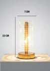 Corcoz® Dalgalı Silindirik Kristal Kareli Model LED Masa Lambası – Gold Tabanlı, Dokunmatik, 3 Renk Işık Modlu, Şarjlı Modern Dekoratif Gece Lambası